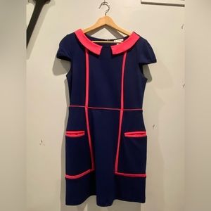 Super cute navy and hot pink shift dress from Esley
